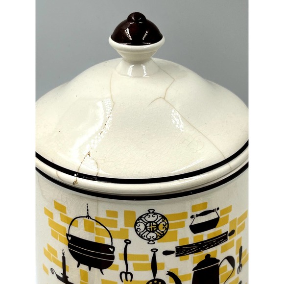 Vintage Ceramic MCM Set of 4 Canisters. Cream Brown and Yellow - Picture 14 of 14